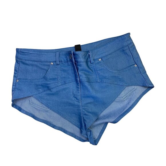 Denim-Look Blue Jean Booty Shorts Size‎ Large Sexy Stripper Western Country Hot - Picture 3 of 7